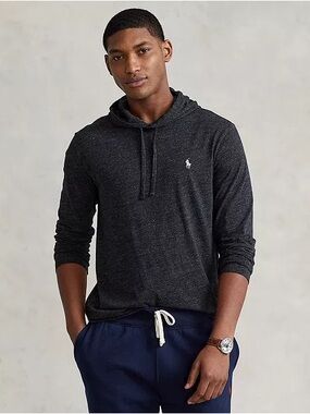 Polo Ralph Lauren Men's Jersey Hooded T-Shirt Long Sleeve Black Heather